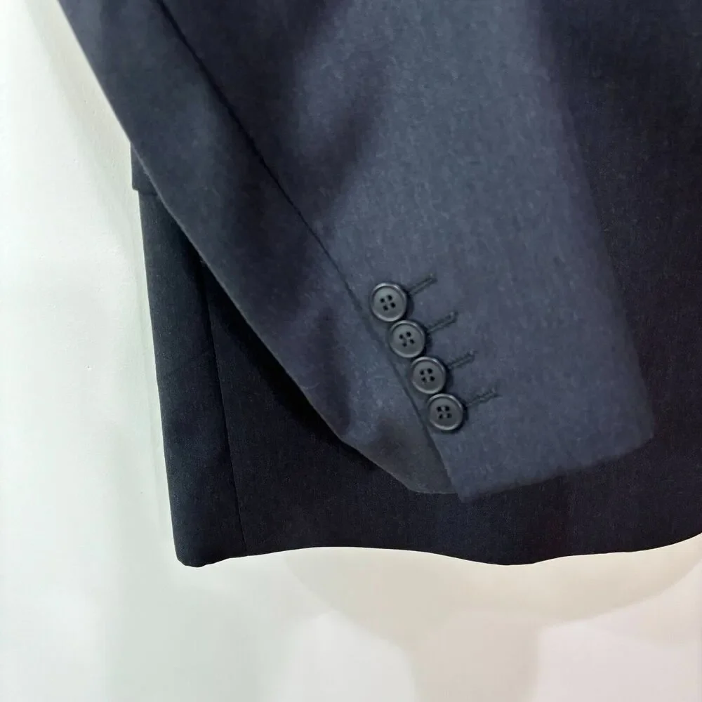 Ermenegildo Zegna Tessuto Charcoal Superfine Wool Blazer Sport Coat Men 56 Italy